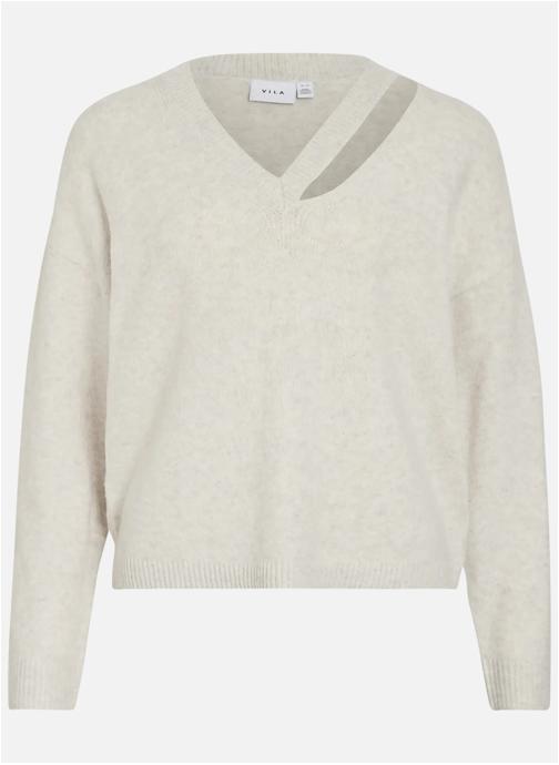 Vila Pulls Pull col v droit - 14112378 femme blanc