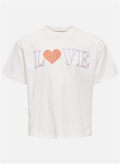 ONLY Tee-shirts T-shirt coton biologique col rond droit - 15370256 fille blanc