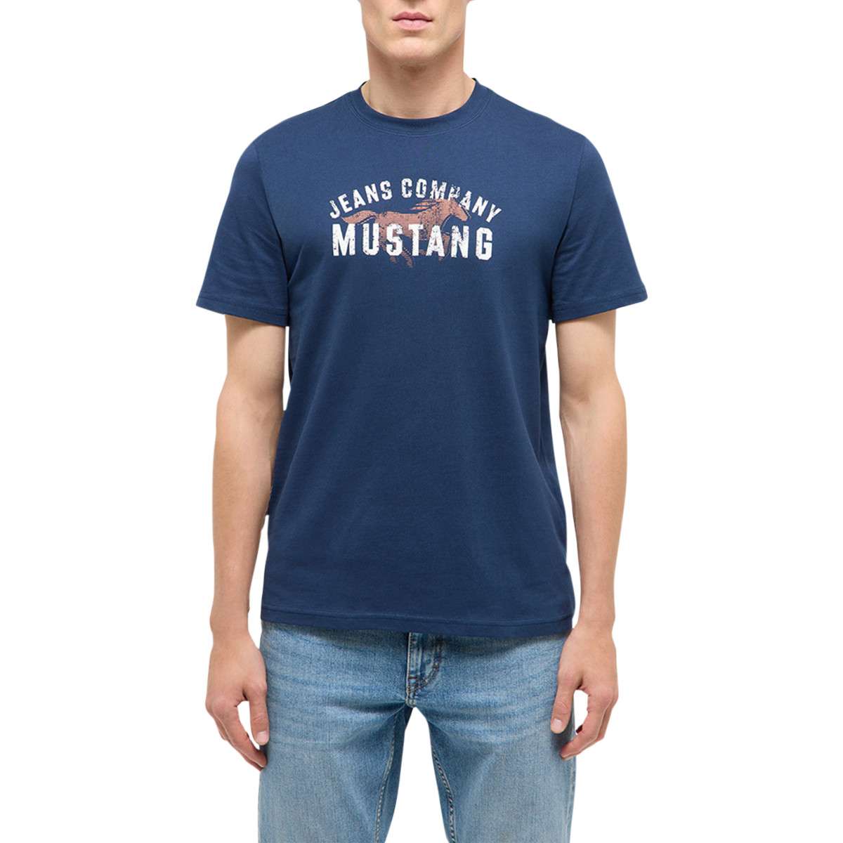 Tee-shirts T-shirt coton col rond droit - 1017764 homme bleu MUSTANG Tee-shirts T-shirt coton col rond droit - 1017764 homme bleu Bleu