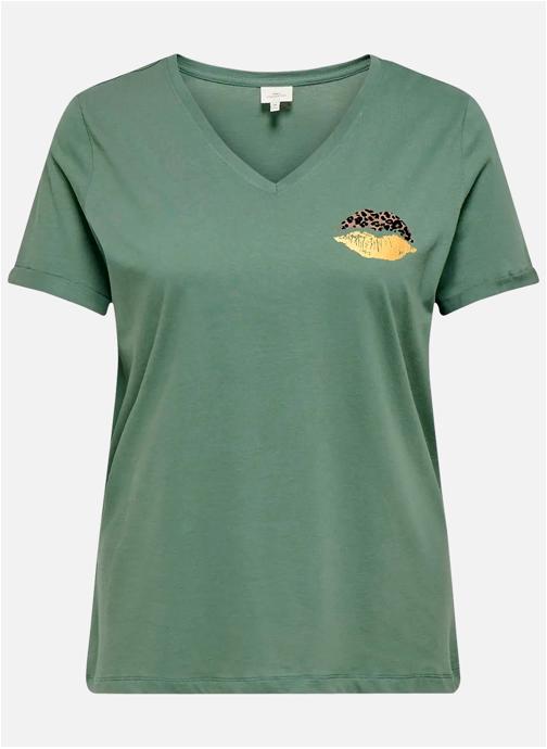 ONLY CARMAKOMA Tee-shirts T-shirt coton biologique col rond droit - 15365288 femme vert