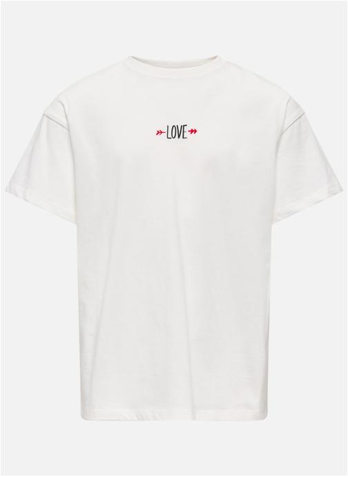 ONLY Tee-shirts T-shirt coton biologique col rond droit - 15369500 fille blanc