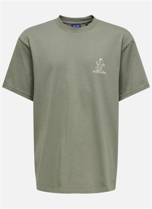 Only & Sons Tee-shirts T-shirt coton col rond droit - 22037733 garçon vert