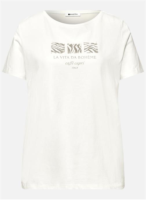 Street One Tee-shirts T-shirt coton biologique col rond droit JANE - 325088 femme blanc
