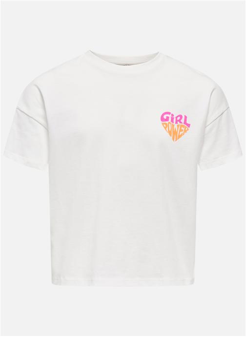 ONLY Tee-shirts T-shirt coton biologique col rond droit - 15372599 fille blanc