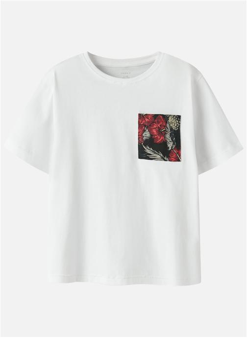 Name it Tee-shirts T-shirt coton biologique col rond droit - 13254320 garçon blanc