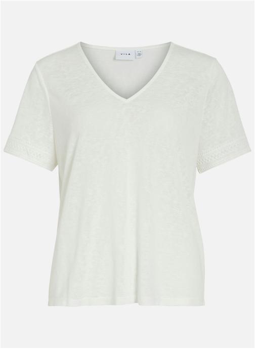 Vila Tee-shirts T-shirt col v droit - 14113277 femme blanc