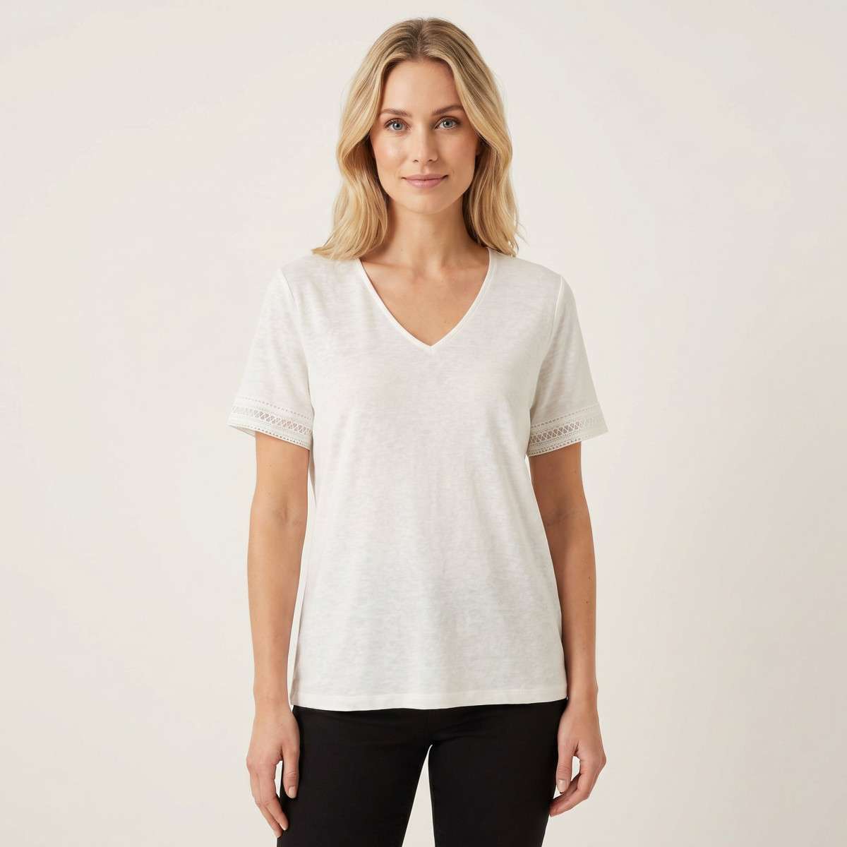 Tee-shirts T-shirt col v droit - 14113277 femme blanc Vila Tee-shirts T-shirt col v droit - 14113277 femme blanc Blanc