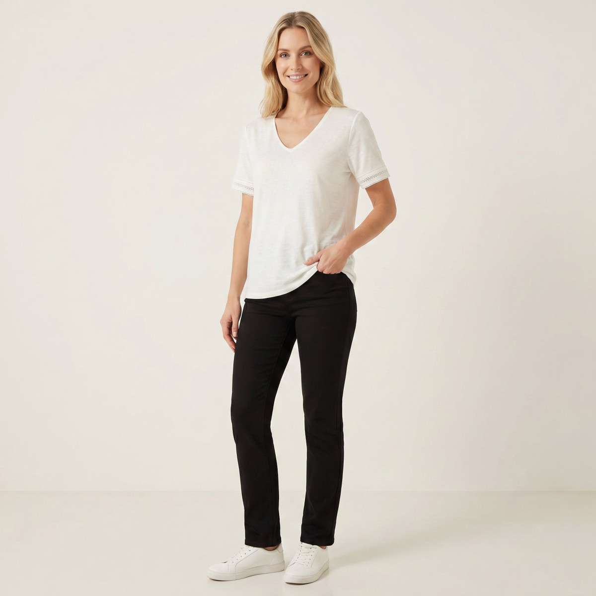 Tee-shirts T-shirt col v droit - 14113277 femme blanc Vila Tee-shirts T-shirt col v droit - 14113277 femme blanc Blanc