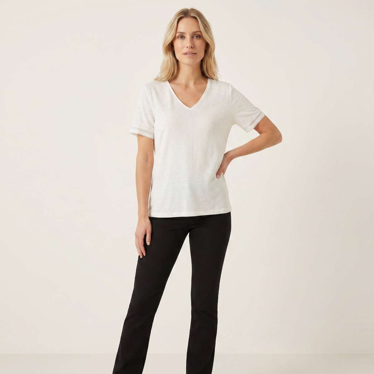 Tee-shirts T-shirt col v droit - 14113277 femme blanc Vila Tee-shirts T-shirt col v droit - 14113277 femme blanc Blanc