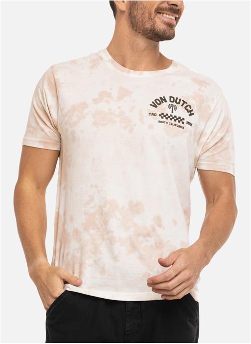 Von Dutch Tee-shirts T-shirt coton col rond droit - Vd/1/Tr/South/Cr homme beige