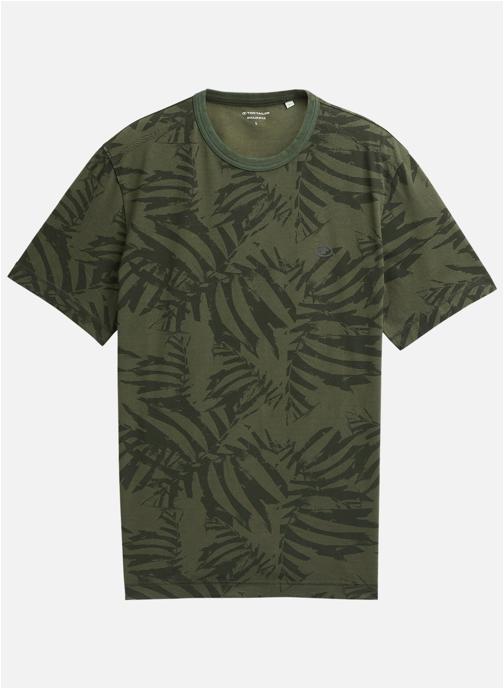 Tom Tailor Tee-shirts T-shirt coton à motifs col rond droit - 1050216 homme vert