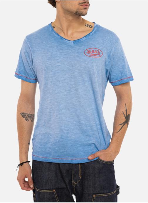 Von Dutch Tee-shirts T-shirt coton col v ajusté - Vd/1/Tv/Pist/Bl homme bleu