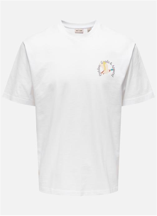 Only & Sons Tee-shirts T-shirt coton biologique col rond droit - 22037617 homme blanc