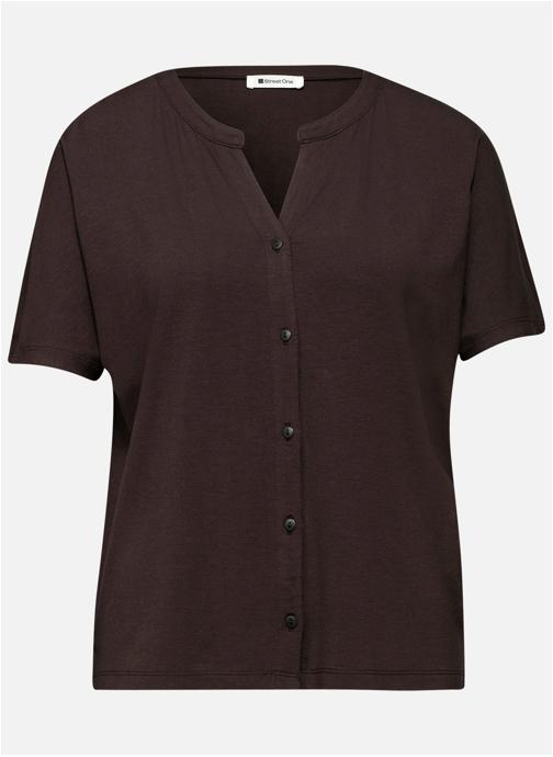 Street One Tee-shirts T-shirt col tunisien droit ROM07 - 325075 femme marron