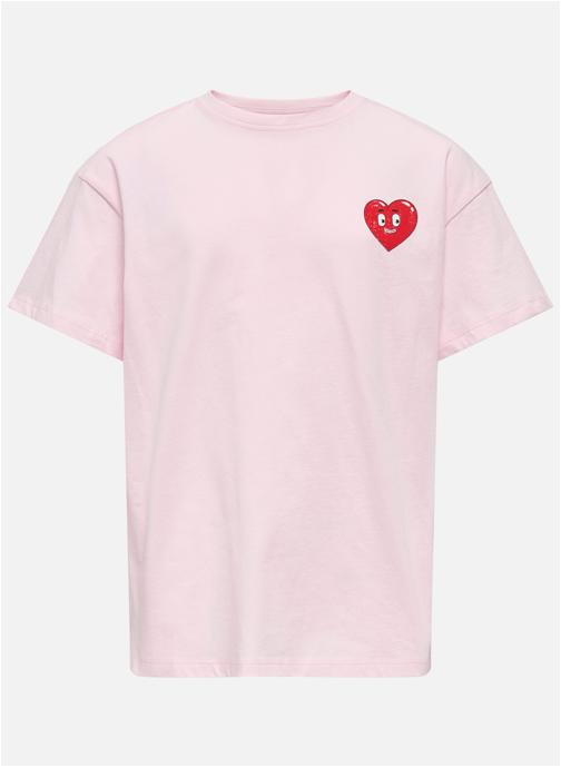 ONLY Tee-shirts T-shirt coton biologique col rond droit - 15369500 fille rose
