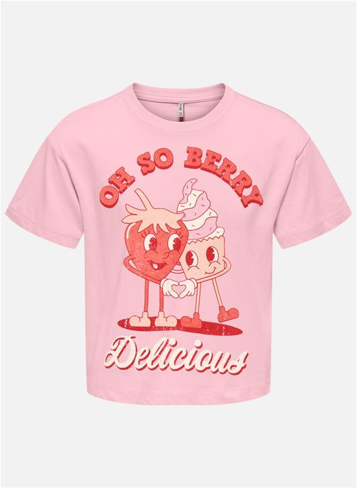 ONLY Tee-shirts T-shirt coton biologique col rond droit - 15368931 fille rose