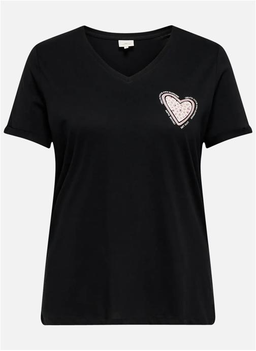 ONLY CARMAKOMA Tee-shirts T-shirt coton biologique col v droit - 15365288 femme noir