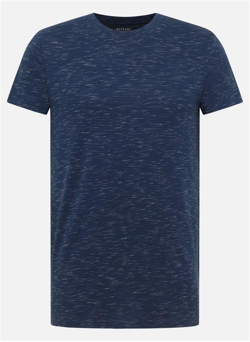 MUSTANG Tee-shirts T-shirt coton à motifs col rond droit - 1017763 homme bleu