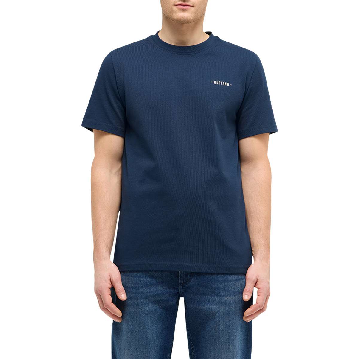 Tee-shirts T-shirt coton col rond droit - 1017767 homme bleu MUSTANG Tee-shirts T-shirt coton col rond droit - 1017767 homme bleu Bleu
