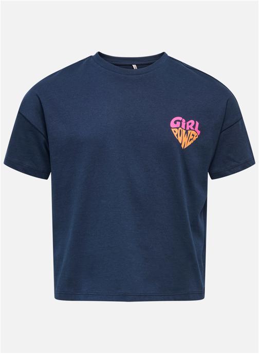 ONLY Tee-shirts T-shirt coton biologique col rond droit - 15372599 fille bleu