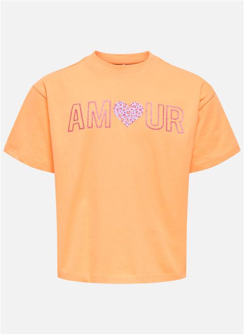 ONLY Tee-shirts T-shirt coton biologique col rond droit - 15370256 fille orange