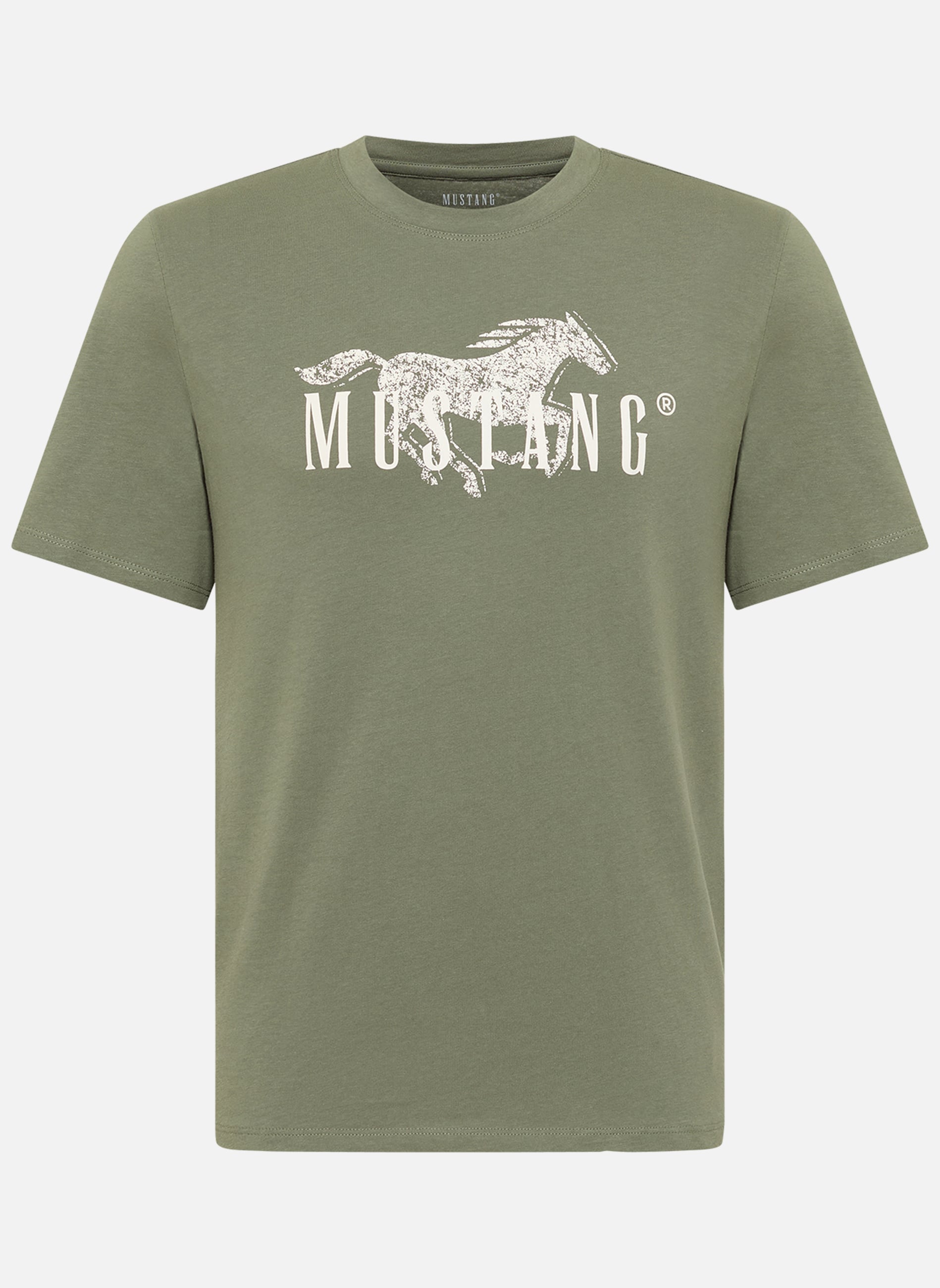 Tee-shirts T-shirt coton col rond droit - 1017645 homme vert MUSTANG Tee-shirts T-shirt coton col rond droit - 1017645 homme vert Vert