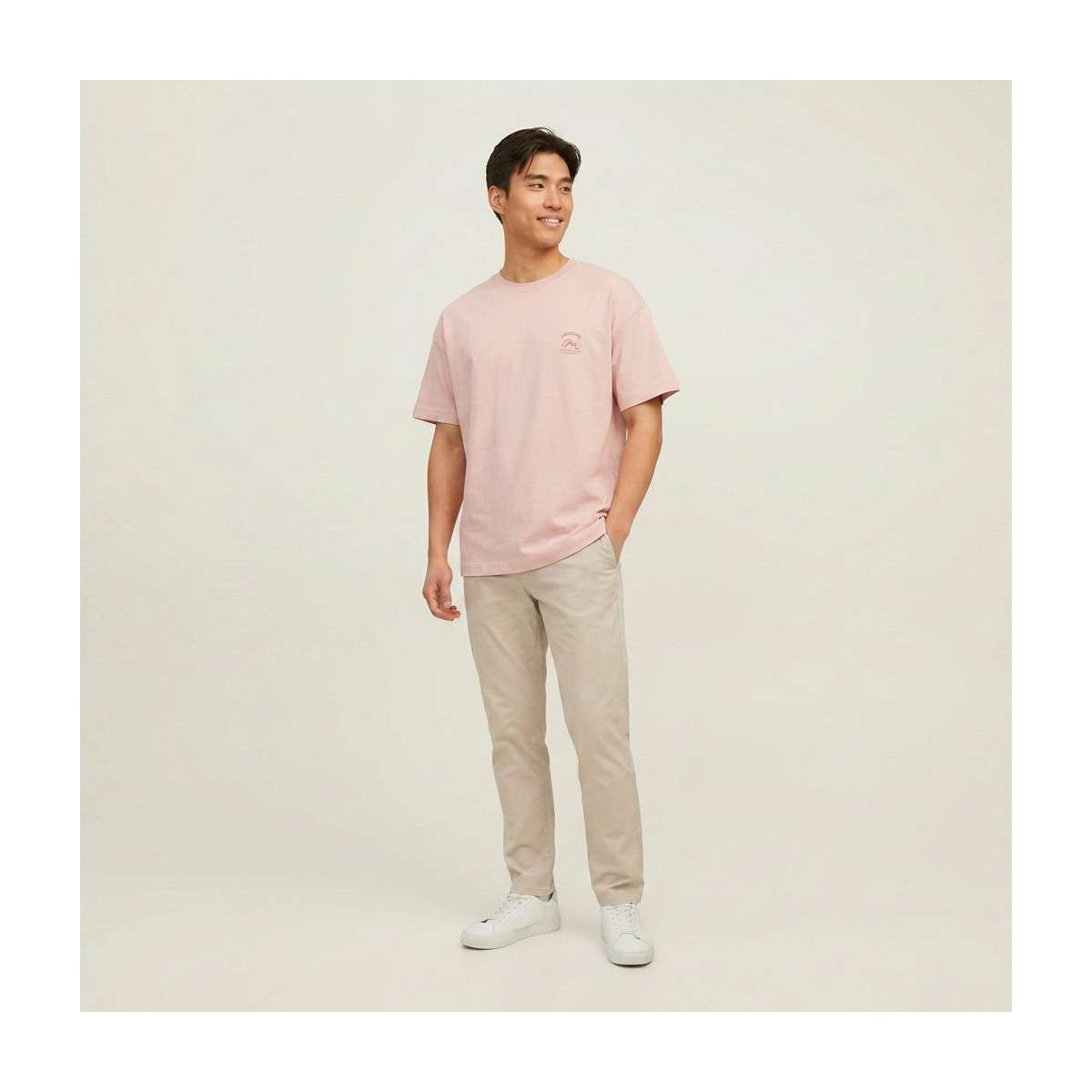 Tee-shirts T-shirt coton droit - 12290892 homme rose Jack & Jones Tee-shirts T-shirt coton droit - 12290892 homme rose Rose