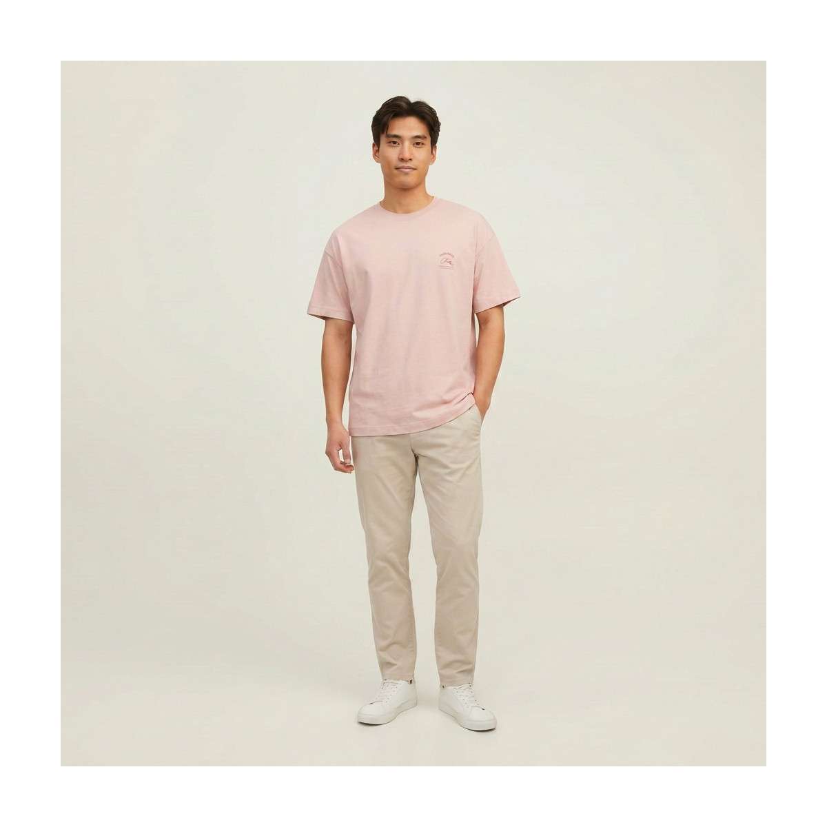 Tee-shirts T-shirt coton droit - 12290892 homme rose Jack & Jones Tee-shirts T-shirt coton droit - 12290892 homme rose Rose