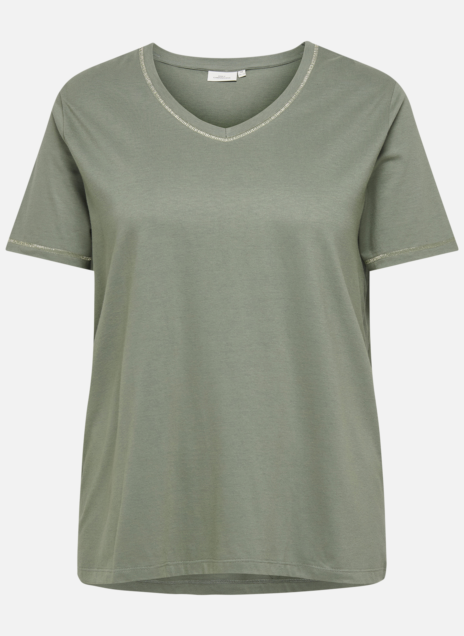 Tee-shirts T-shirt col v ajusté - 15369538 femme vert ONLY CARMAKOMA Tee-shirts T-shirt col v ajusté - 15369538 femme vert Vert