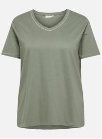 Tee-shirts T-shirt col v ajusté - 15369538 femme vert ONLY CARMAKOMA Tee-shirts T-shirt col v ajusté - 15369538 femme vert Vert