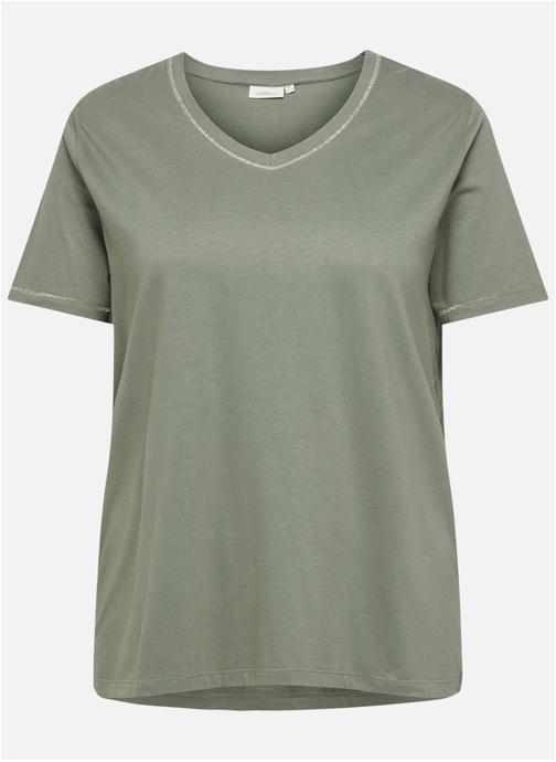 ONLY CARMAKOMA Tee-shirts T-shirt col v ajusté - 15369538 femme vert