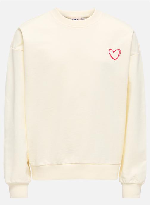 ONLY Sweats à capuche Sweat coton biologique à motifs col rond droit - 15369490 fille blanc