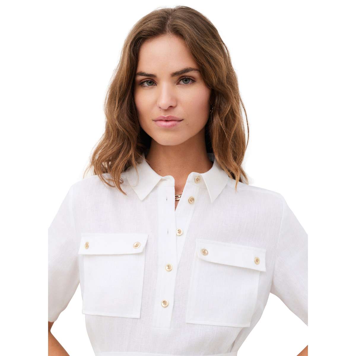 Robes Robe courte lin droite - 261R-Rleona femme blanc Caroll Robes Robe courte lin droite - 261R-Rleona femme blanc Blanc