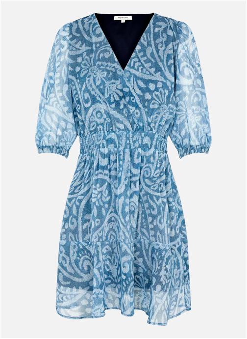 Morgan Robes Robe courte floral cintrée - 261-Risko.F femme bleu
