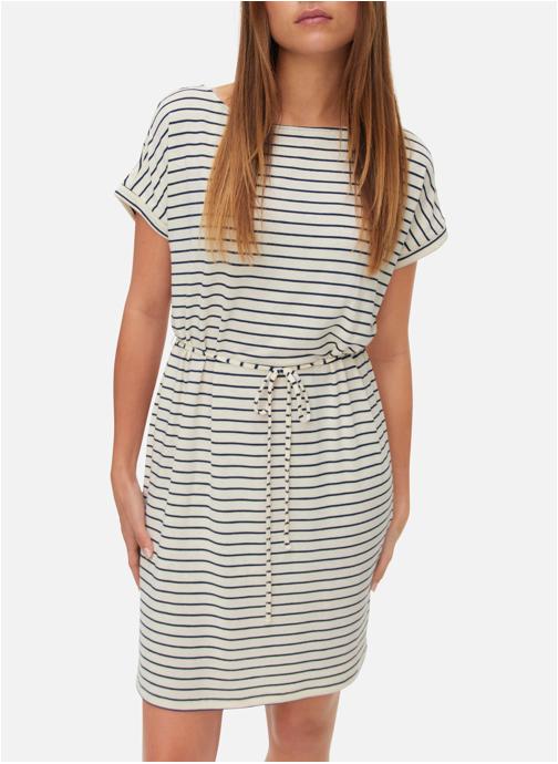Vero Moda Robes Robe courte à rayures cintrée - 10339734 femme beige
