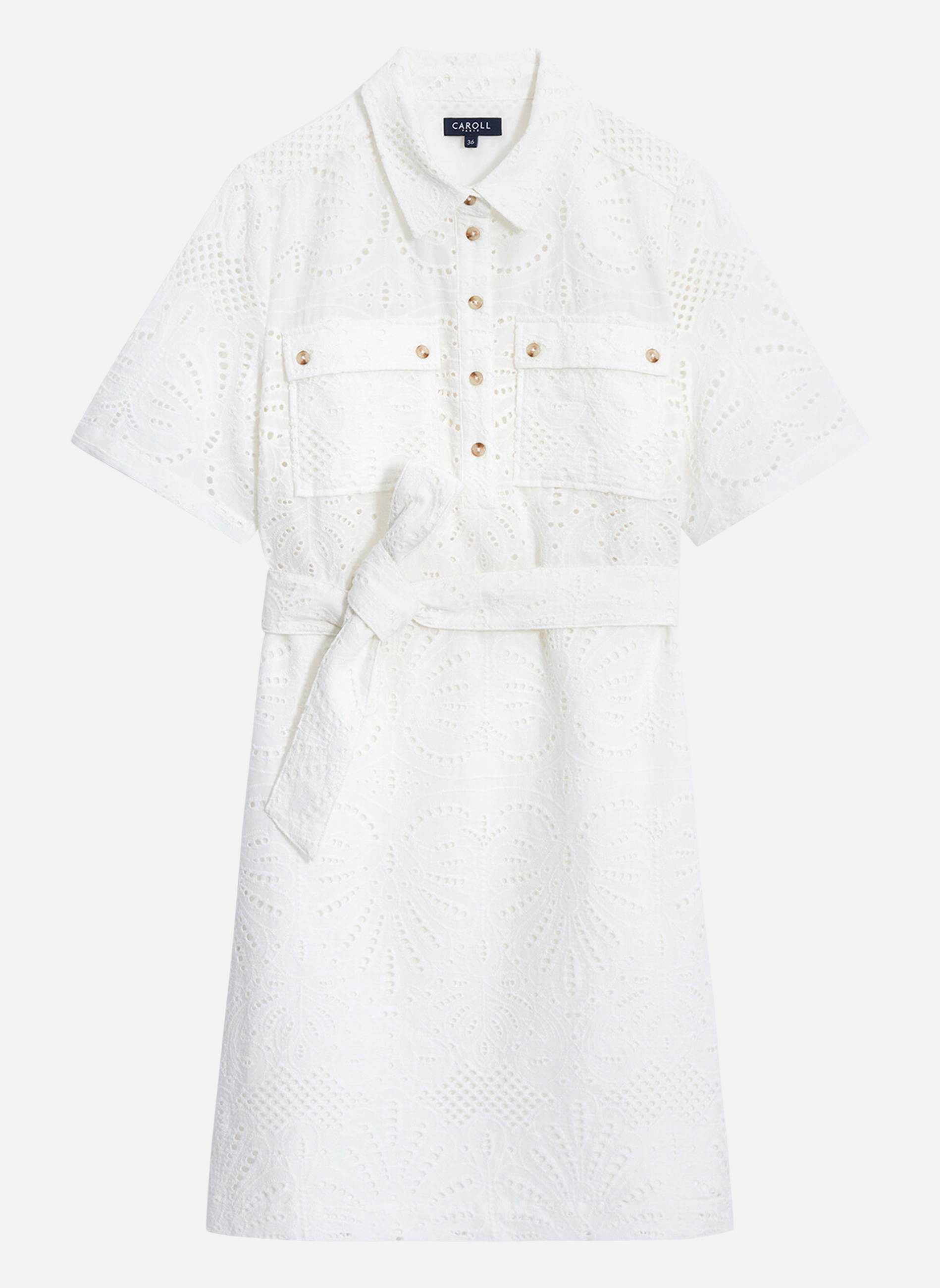 Robes Robe courte coton droite - 261R-Rleona5 femme blanc Caroll Robes Robe courte coton droite - 261R-Rleona5 femme blanc Blanc
