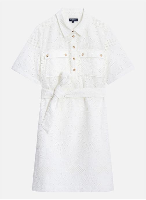 Caroll Robes Robe courte coton droite - 261R-Rleona5 femme blanc