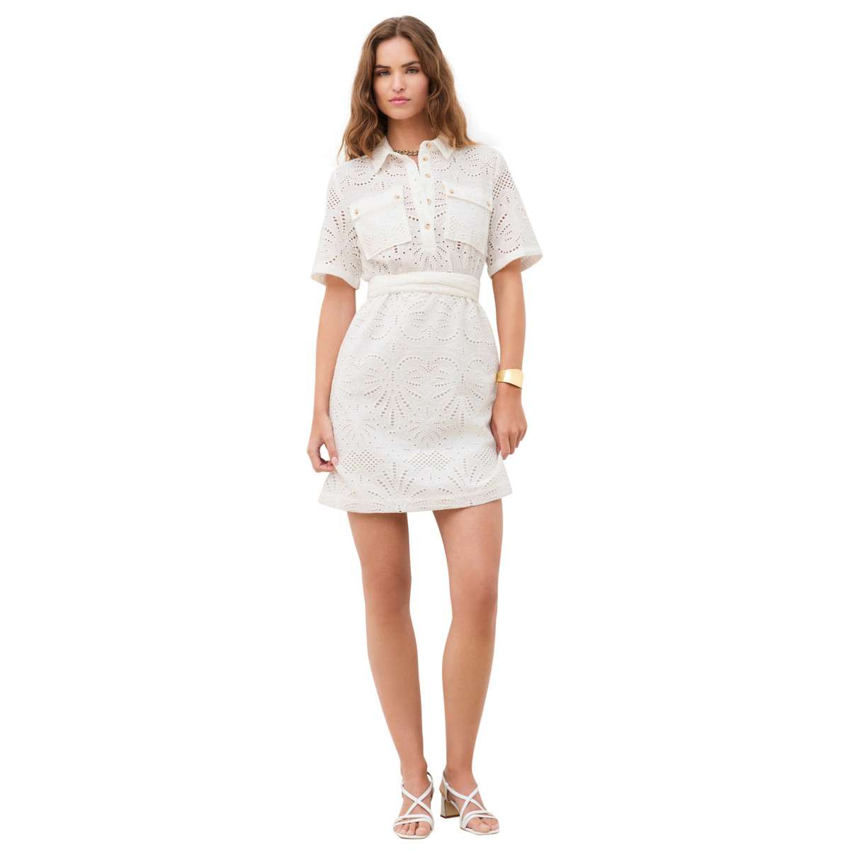 Robes Robe courte coton droite - 261R-Rleona5 femme blanc Caroll Robes Robe courte coton droite - 261R-Rleona5 femme blanc Blanc
