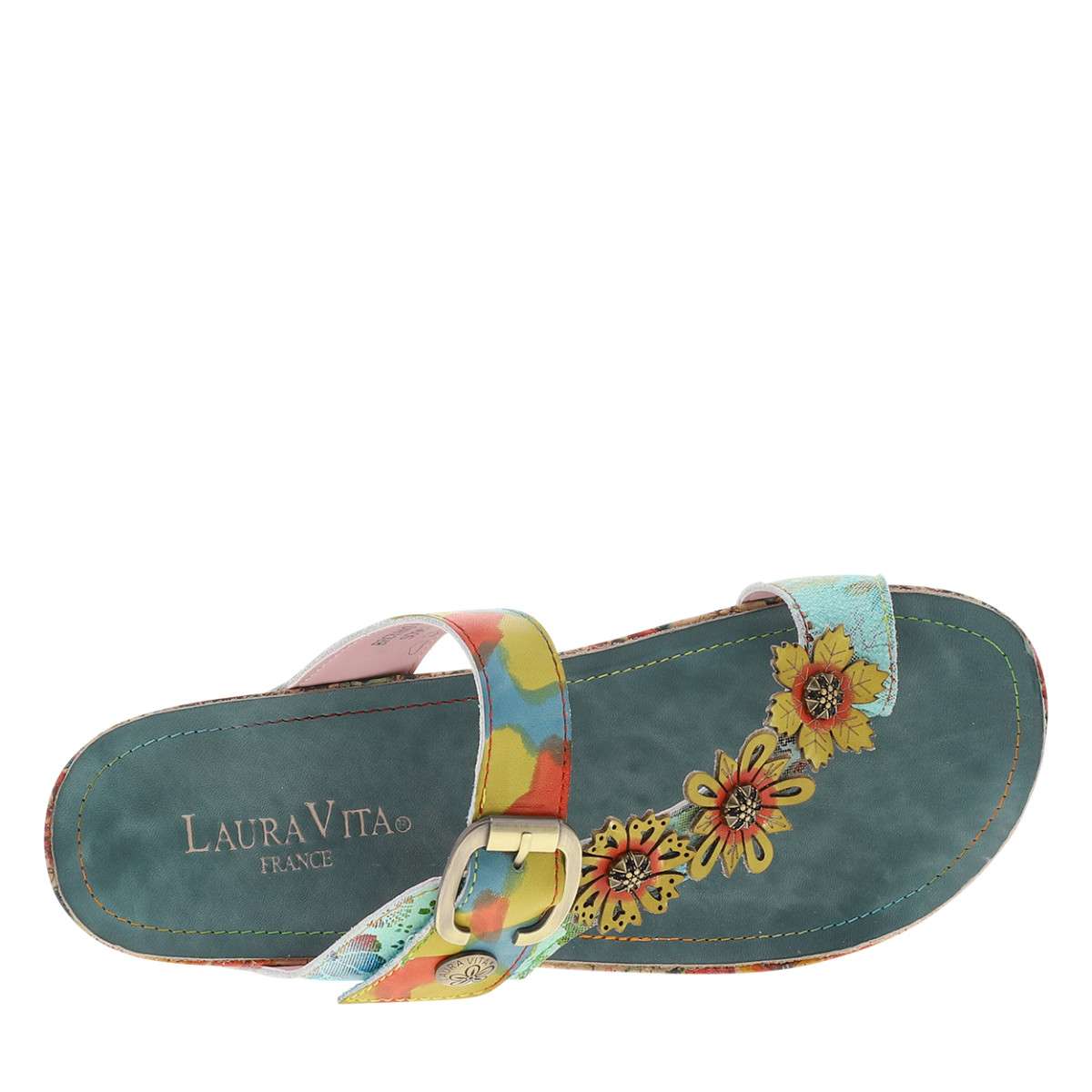 Mules Mules cuir talon plat femme bleu Laura Vita Mules Mules cuir talon plat femme bleu Bleu