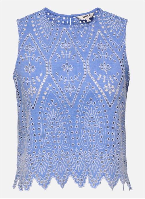 ONLY Tops Top coton droit - 15343156 femme bleu