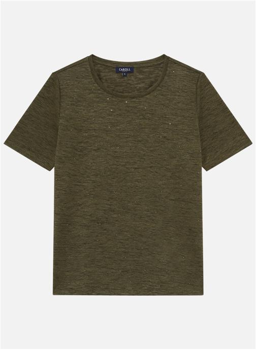 Caroll Tee-shirts T-shirt à motifs col rond droit - 261T-Tmara femme vert