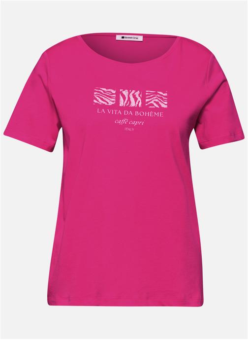 Street One Tee-shirts T-shirt coton biologique col rond droit JANE - 325088 femme rose