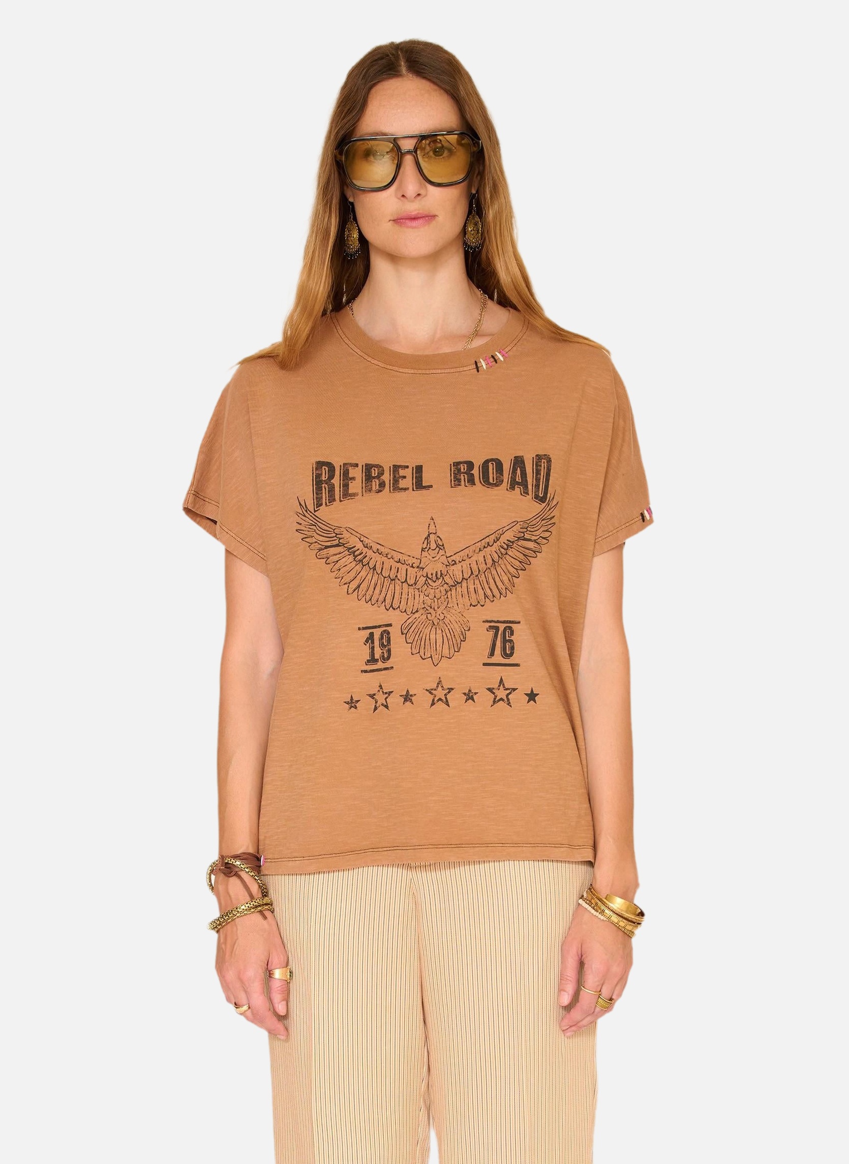 Tee-shirts Tee shirt Togali Cherry femme marron MKT Studio Tee-shirts Tee shirt Togali Cherry femme marron Marron