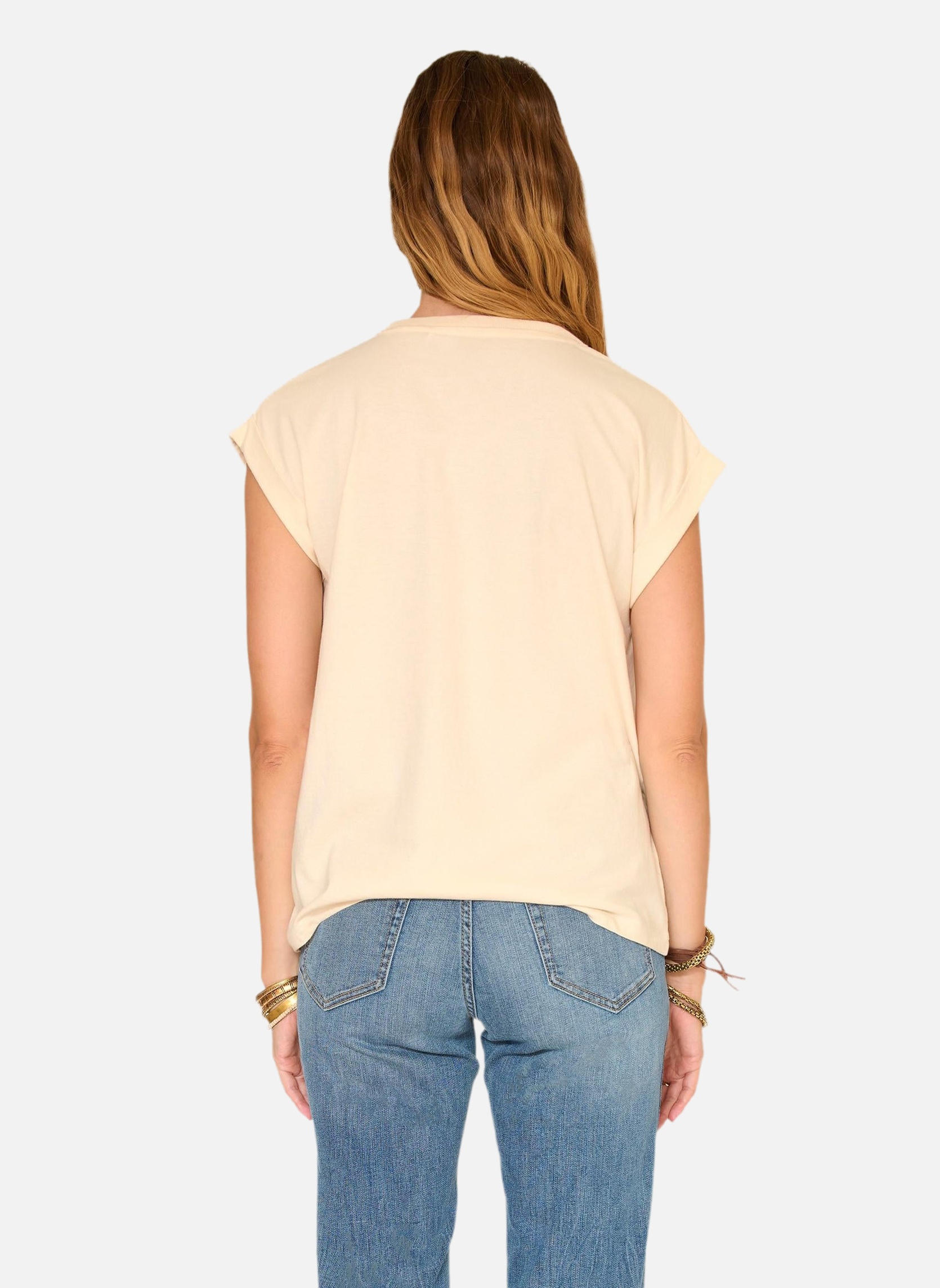 Tee-shirts Tee shirt Timent Boudoir femme beige MKT Studio Tee-shirts Tee shirt Timent Boudoir femme beige Ivoire
