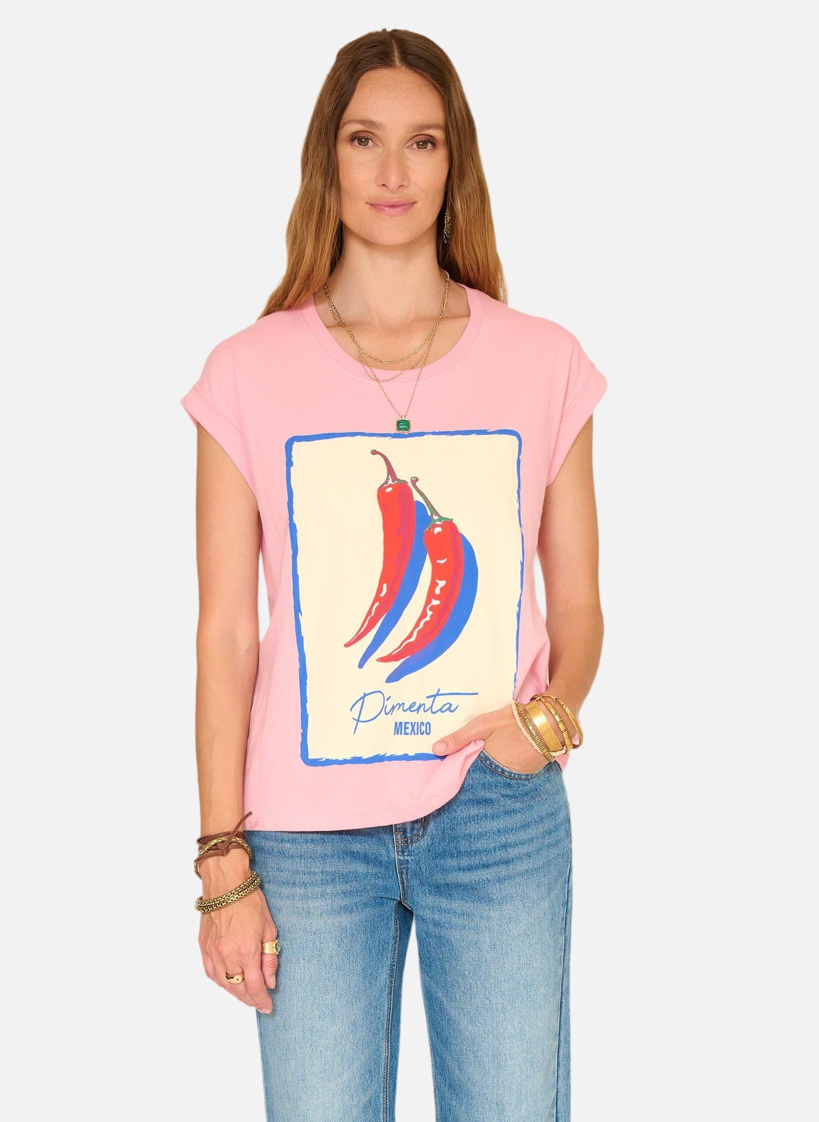 Tee-shirts Tee shirt Timent Boudoir femme rose MKT Studio Tee-shirts Tee shirt Timent Boudoir femme rose Rose clair