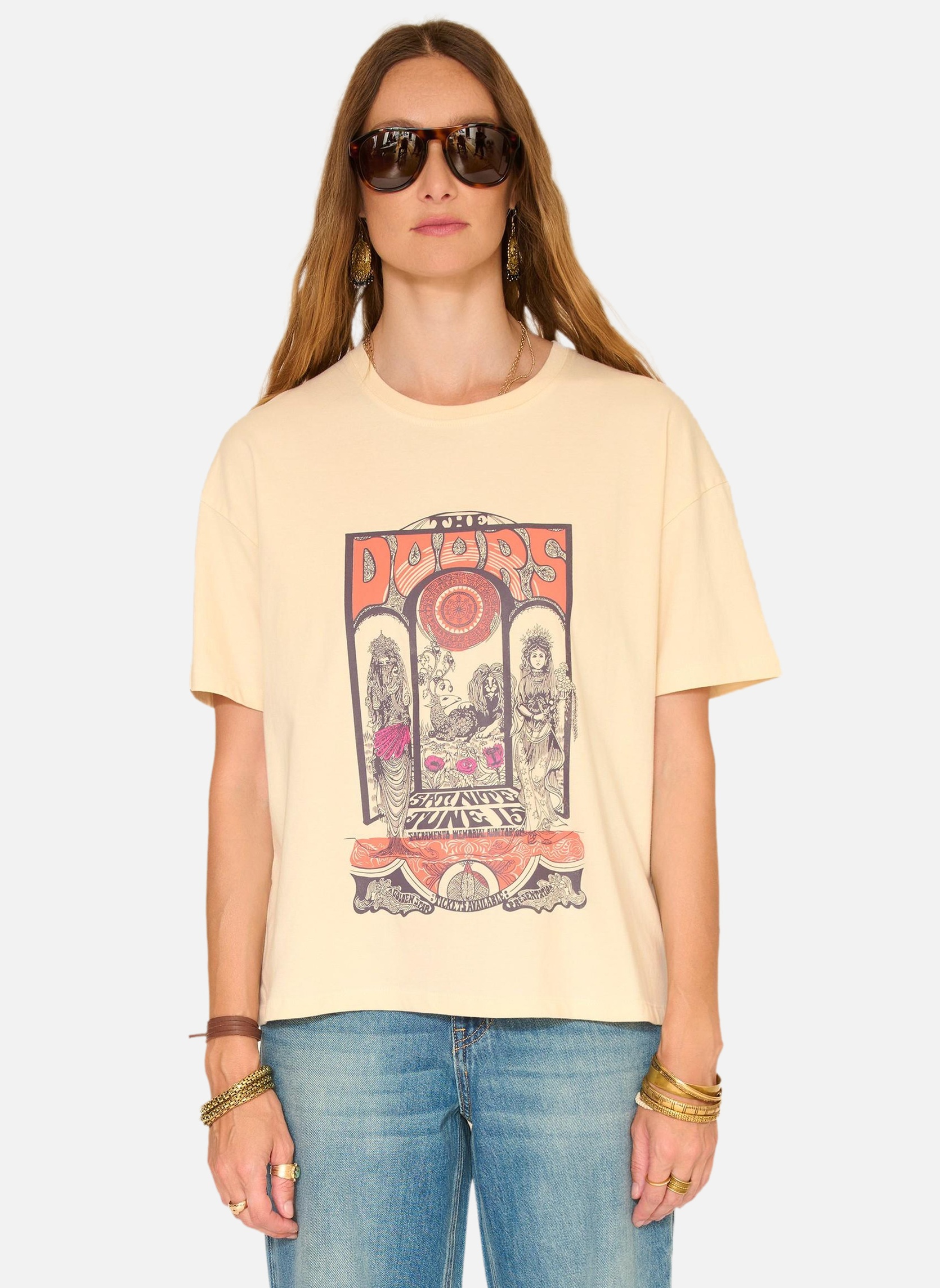 Tee-shirts Tee shirt Takomi.doors Curry femme beige MKT Studio Tee-shirts Tee shirt Takomi.doors Curry femme beige Ivoire