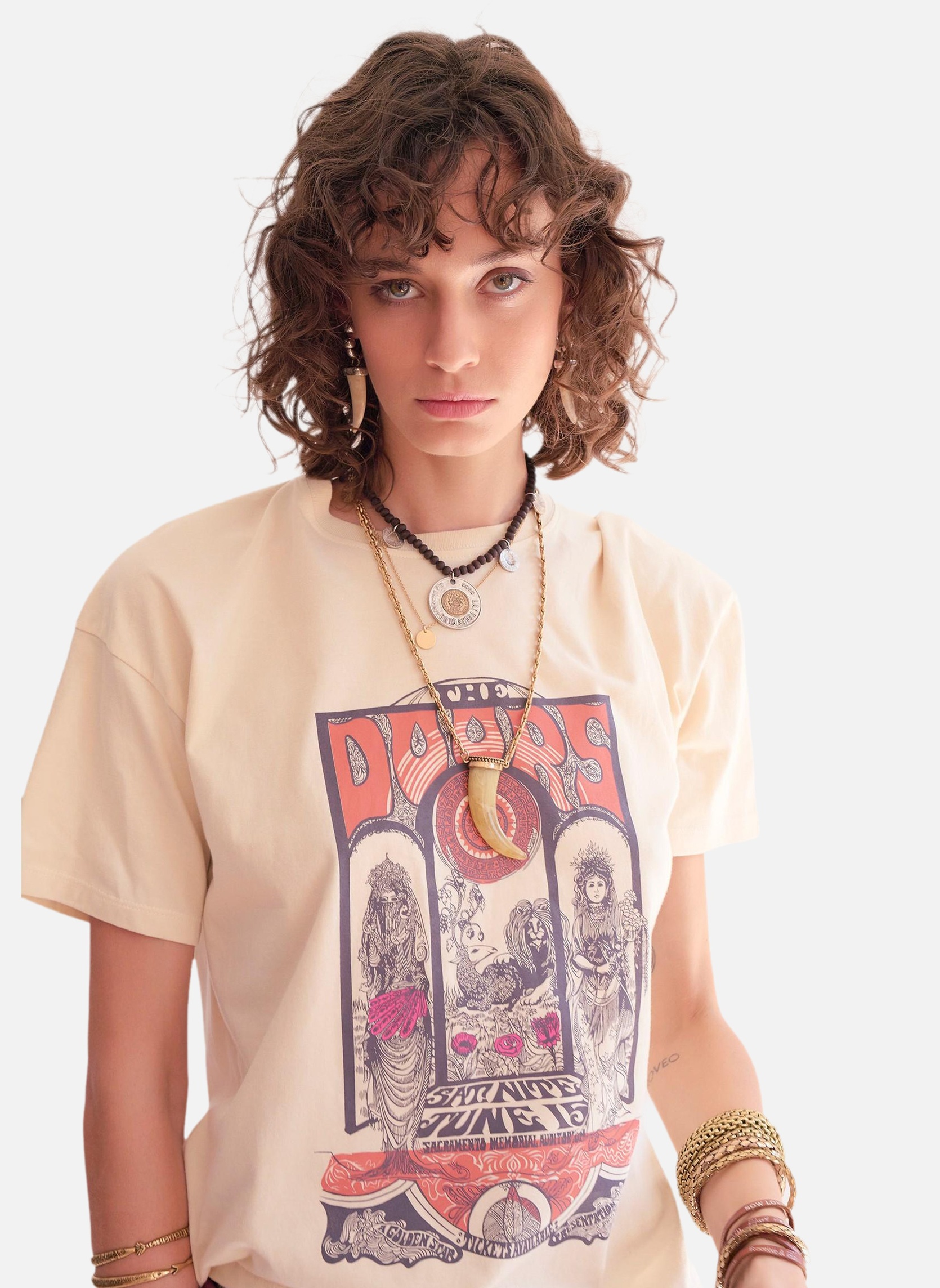 Tee-shirts Tee shirt Takomi.doors Curry femme beige MKT Studio Tee-shirts Tee shirt Takomi.doors Curry femme beige Ivoire
