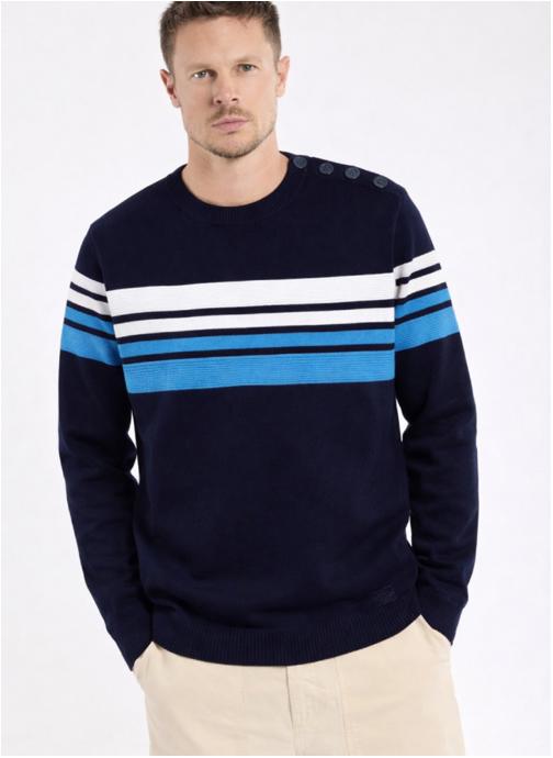 Armor Lux Pulls Pull 39963 marine deep/waterfall/blan homme bleu