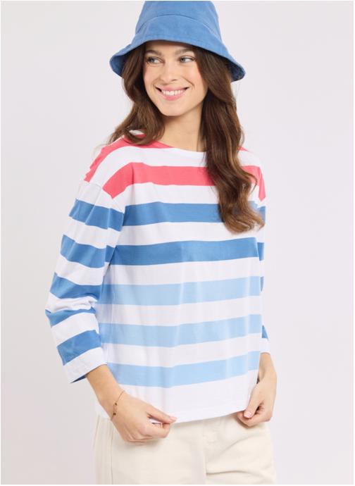 Armor Lux Tee-shirts Marinière 39950 blanc/placid b/federal b/r femme multicolore