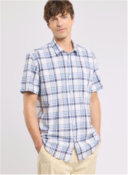 Armor Lux Chemises Chemise 75880 carreaux blanc/waterfall/m homme blanc